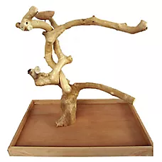 A&E Cage Company Java Wood Table Top Playstand - Tabletop Pet Bird Playstand