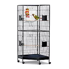 All Living Things® Corner Pet Bird Cage for Medium Birds - Space Saving Design