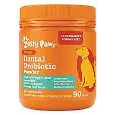 Zesty Paws Dog Dental Probiotic Powder Supplement, Fight Plaque & Tartar, Bacon, 3.17oz