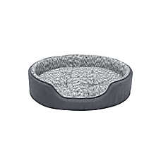 FurHaven Two-Tone Fur & Suede Oval Cuddler Cat & Dog Bed - Gray, S-XL