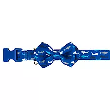 Top Paw庐 Blue Shark Dog Collar, Blue Dog Collar, Adjustable, Bowtie, Multiple Sizes
