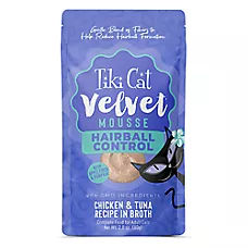 Tiki Cat® Velvet® Adult Wet Cat Food - Mousse, Hairball, Chicken & Tuna, 2.4 OZ
