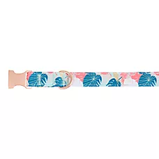 Top Paw庐 Tropical Leaves Dog Collar, Pink & Green Dog Collar, Adjustable, Multiple Sizes