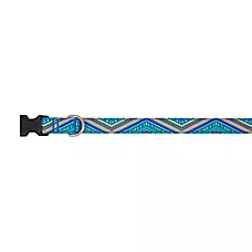 Top Paw庐 Blue Retro Stripe Dog Collar, Blue Dog Collar, Adjustable, Multiple Sizes