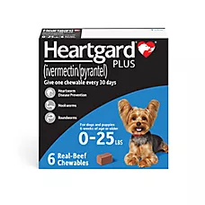 Heartgard Plus Chew for Dogs - 1-25 lbs (Blue) - 1, 6, or 12 Month Supply