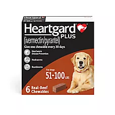 Heartgard Plus Chew for Dogs - 51-100 lbs (Brown) - 1, 6, or 12 Month Supply